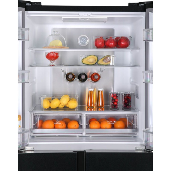 Холодильник Side by Side Hiberg RFQ-555DX NFGB inverter (чёрное мерцающее стекло) - фото 5