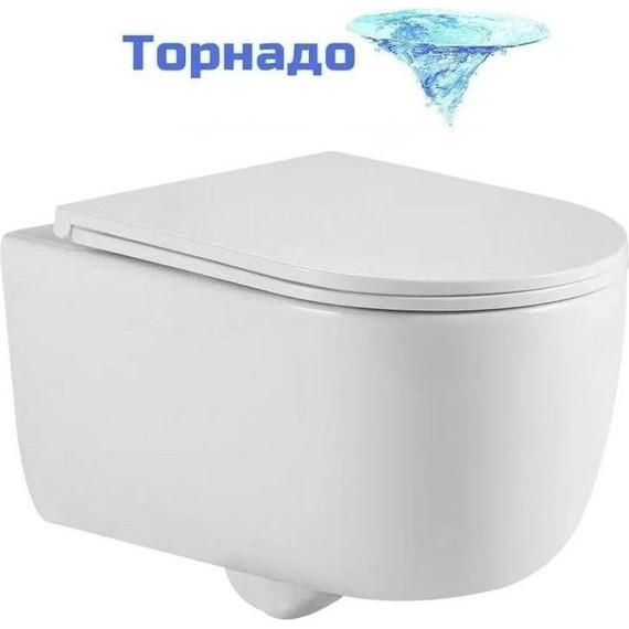 Унитаз подвесной Berges Wasserhaus Tornas Rimless 082137 с крышкой микролифт (Система смыва торнадо) - фото 
