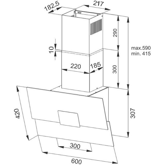Вытяжка Korting KHC 66373 BXGN (чёрное стекло) - фото 4