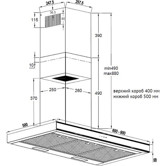 Вытяжка Korting KHC 6737 XGN (чёрное стекло) - фото 3