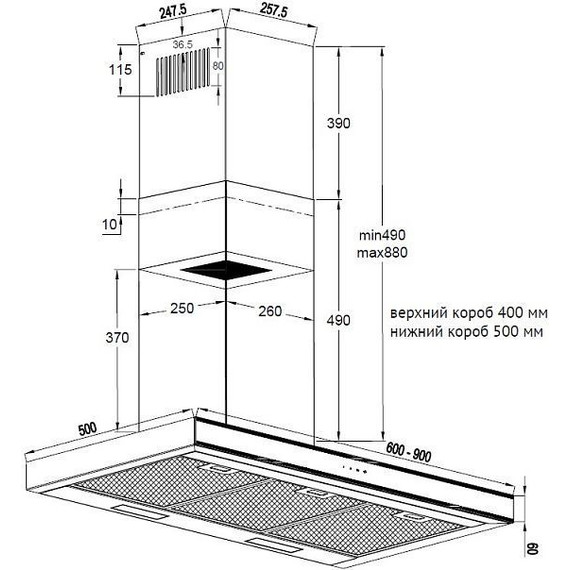 Вытяжка Korting KHC 9737 XGN (чёрное стекло) - фото 3