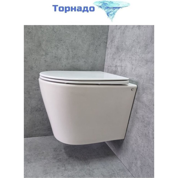 Унитаз подвесной CeramaLux Rimless TR5178 с крышкой микролифт (Система смыва торнадо), Цвет производителя: белый - фото, картинка 4 Унитаз подвесной CeramaLux Rimless TR5178 с крышкой микролифт (Система смыва торнадо), Цвет производителя: белый - фото 4
