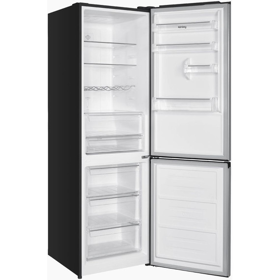 Двухкамерный холодильник Korting KNFC 62980 GN (чёрное стекло) - фото 2