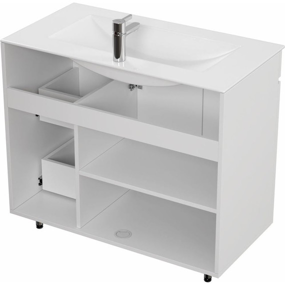 Тумба напольная с раковиной Mirsant Next 90 см (раковина Квадро 90) белый - фото 4