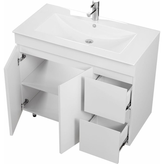 Тумба напольная с раковиной Mirsant Next 90 см (раковина Квадро 90) белый - фото 5