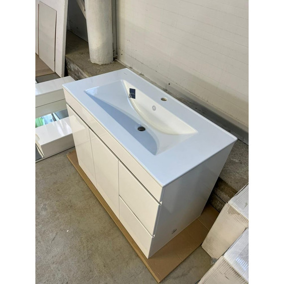 Тумба напольная с раковиной Mirsant Next 90 см (раковина Квадро 90) белый - фото 6