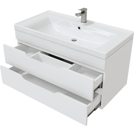 Тумба подвесная с раковиной Mirsant Soho Quadro 90 см (раковина Deep 90) - фото 4