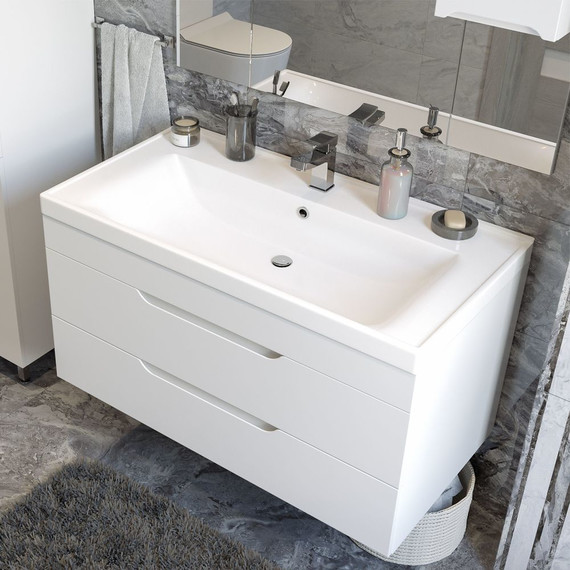 Тумба подвесная с раковиной Mirsant Soho Quadro 90 см (раковина Deep 90) - фото 6