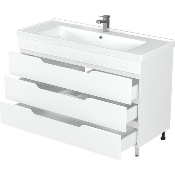 Тумба напольная с раковиной Mirsant Soho quadro 120 см (раковина Deep 120) белый - фото 4