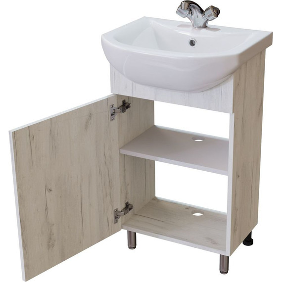 Тумба напольная с раковиной Mirsant Grace 50 см с раковиной Балтика 50, дуб белый (тумба идёт в разобранном виде) - фото 4