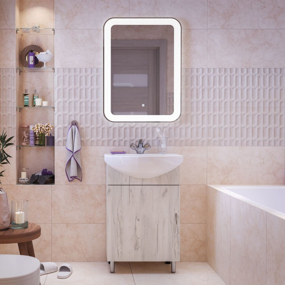 Тумба напольная с раковиной Mirsant Grace 50 см с раковиной Балтика 50, дуб белый (тумба идёт в разобранном виде) - фото 5