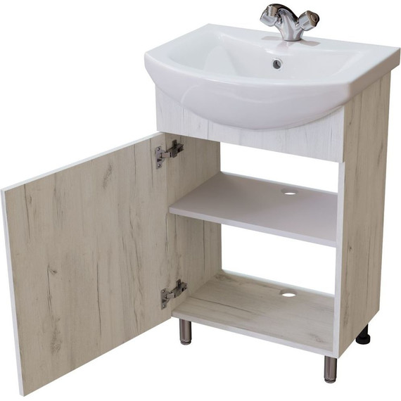 Тумба напольная с раковиной Mirsant Grace 55 см с раковиной Балтика 55, дуб белый (тумба идёт в разобранном виде) - фото 4