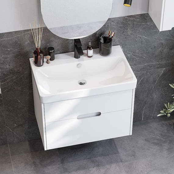 Тумба подвесная с раковиной Акватон Оливия 70 см 1A254301OL010, белый матовый - фото, картинка 6 Тумба подвесная с раковиной Акватон Оливия 70 см 1A254301OL010, белый матовый - фото 6