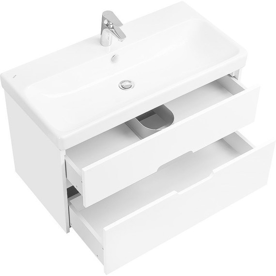 Тумба подвесная с раковиной Акватон Оливия 90 см 1A254401OL010, белый матовый - фото 4