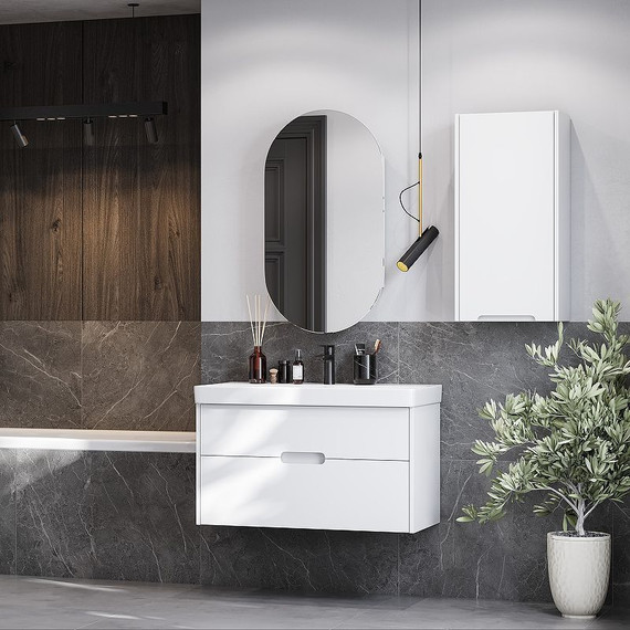 Тумба подвесная с раковиной Акватон Оливия 90 см 1A254401OL010, белый матовый - фото 7