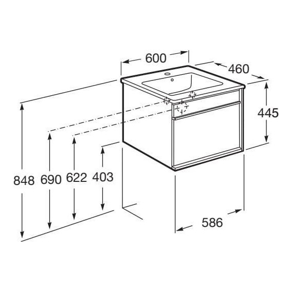Тумба подвесная с раковиной Roca Aneto 60 см 857429806 - фото 7