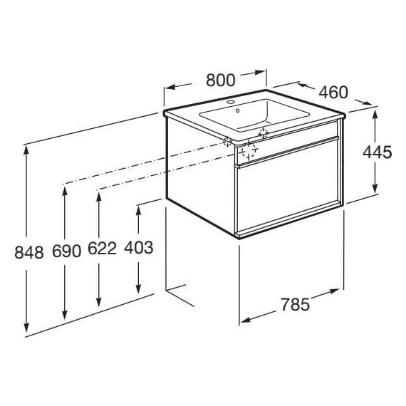 Тумба подвесная с раковиной Roca Aneto 80 см 857430806 - фото 8