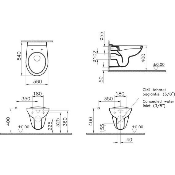 Инсталляция с подвесным унитазом Vitra Norm L-Box 9773B099-7207 - фото 12