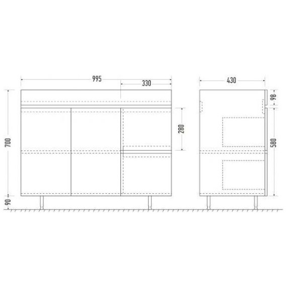 Тумба напольная с раковиной Mirsant Next 100 см (раковина More 100), белый - фото 5