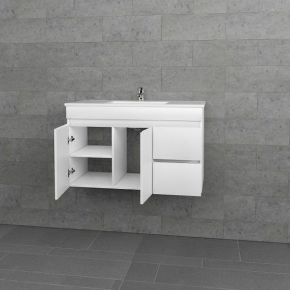 Тумба подвесная с раковиной Mirsant Next 100/1 см (раковина More 100), белый - фото 4