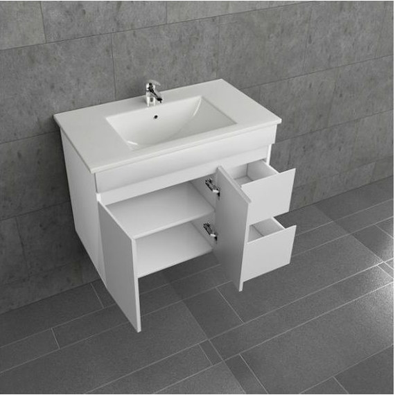 Тумба подвесная с раковиной Mirsant Next 80/1 см (раковина More 80), белый - фото 4