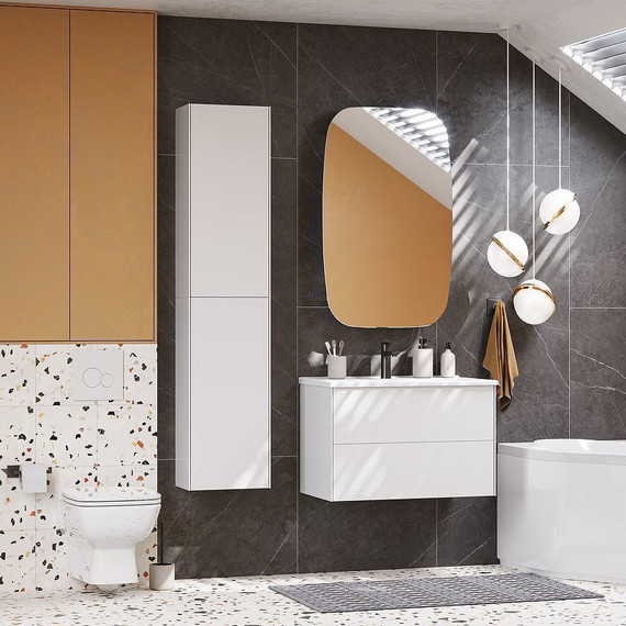 Тумба подвесная с раковиной Акватон Сохо 75 см 1A258101AJ010, белый глянцевый - фото 9