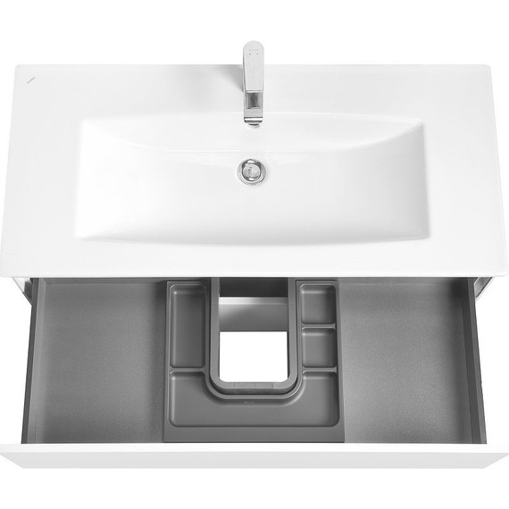 Тумба подвесная с раковиной Акватон Сохо 100 см 1A258201AJ010, белый глянцевый - фото 7
