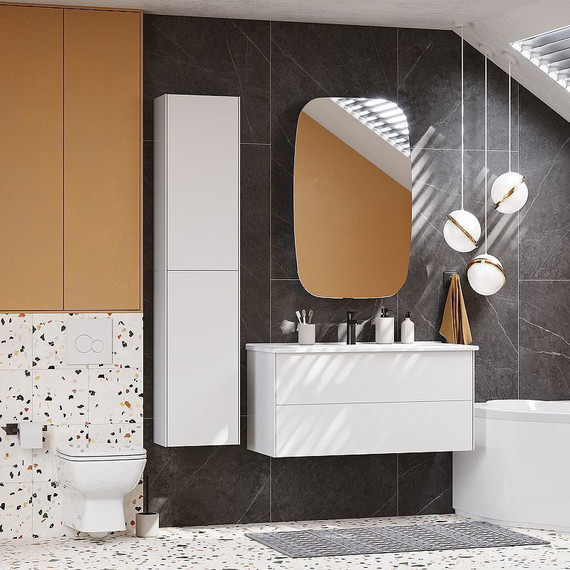 Тумба подвесная с раковиной Акватон Сохо 100 см 1A258201AJ010, белый глянцевый - фото 9