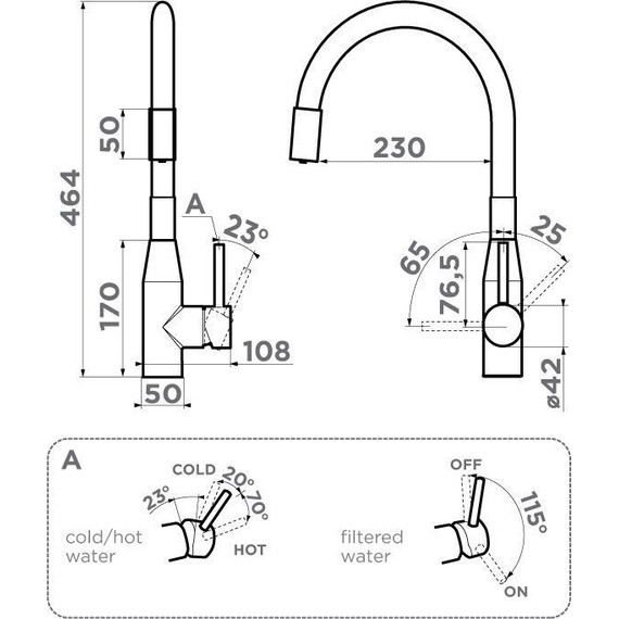 Смеситель для кухни Omoikiri Yatomi 2 Plus GB-BL 4994498, графит - фото 2