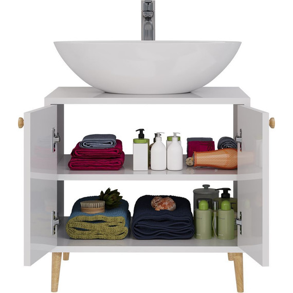 Тумба напольная со столешницей Dreja Luno 60 см 99.2001, белый глянцевый - фото 3