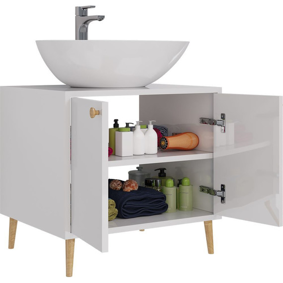 Тумба напольная со столешницей Dreja Luno 60 см 99.2001, белый глянцевый - фото 4