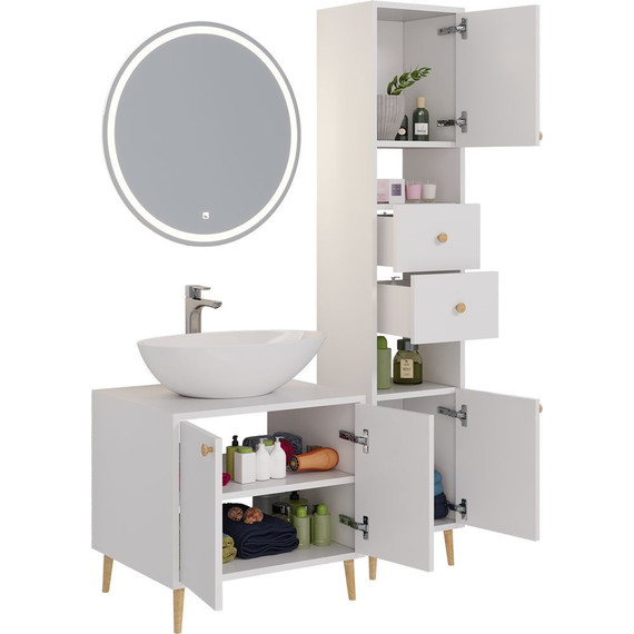 Тумба напольная со столешницей Dreja Luno 60 см 99.2001, белый глянцевый - фото 7