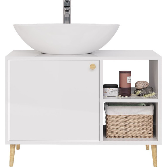 Тумба напольная со столешницей Dreja Luno 80 см 99.2002, белый глянцевый - фото 3