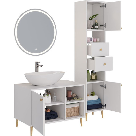 Тумба напольная со столешницей Dreja Luno 80 см 99.2002, белый глянцевый - фото 8