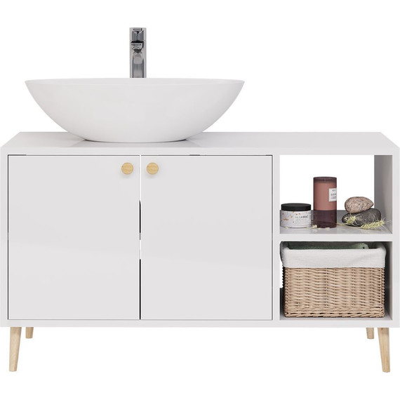 Тумба напольная со столешницей Dreja Luno 100 см 99.2003, белый глянцевый - фото 2