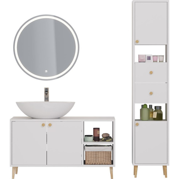 Тумба напольная со столешницей Dreja Luno 100 см 99.2003, белый глянцевый - фото 5