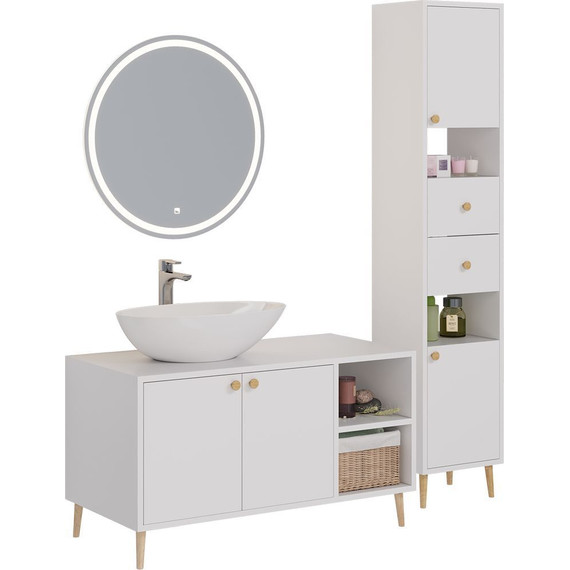 Тумба напольная со столешницей Dreja Luno 100 см 99.2003, белый глянцевый - фото 6