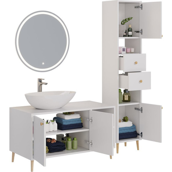 Тумба напольная со столешницей Dreja Luno 100 см 99.2003, белый глянцевый - фото 7