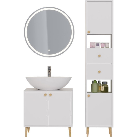 Пенал напольный Dreja Luno 35 см 99.2004, белый глянцевый - фото 4