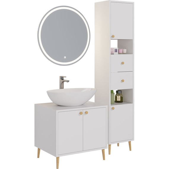 Пенал напольный Dreja Luno 35 см 99.2004, белый глянцевый - фото 5