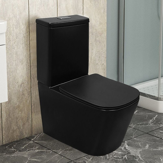 Унитаз-компакт безободковый Azario Black King AZ-8303D с тонкой крышкой микролифт, чёрный матовый, Цвет производителя: чёрный матовый - фото 15