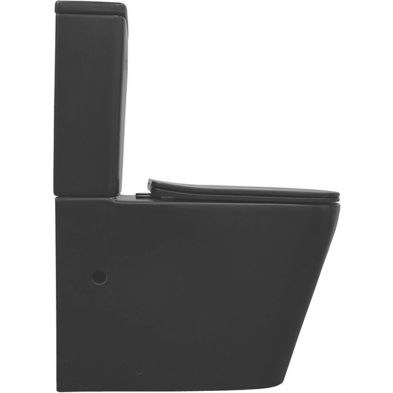 Унитаз-компакт безободковый Azario Black King AZ-8303D с тонкой крышкой микролифт, чёрный матовый, Цвет производителя: чёрный матовый - фото 9