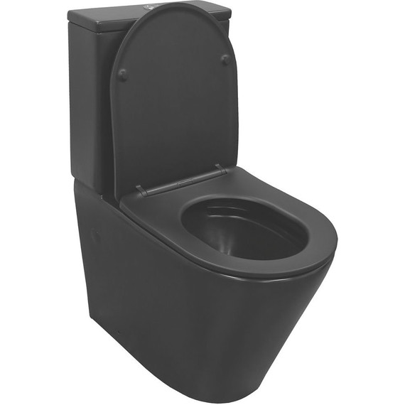 Унитаз-компакт безободковый Azario Black Queen AZ-8380 с тонкой крышкой микролифт, чёрный матовый, Цвет производителя: чёрный матовый - фото, картинка 2 Унитаз-компакт безободковый Azario Black Queen AZ-8380 с тонкой крышкой микролифт, чёрный матовый, Цвет производителя: чёрный матовый - фото 2