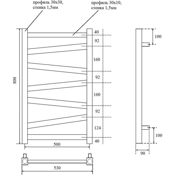 Полотенцесушитель водяной Point Феникс П7 500x800 мм PN15158 - фото 5