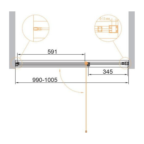 Душевая дверь Cezares 100 см URBAN-B-12-100-C-CR, хром/прозрачное - фото 2