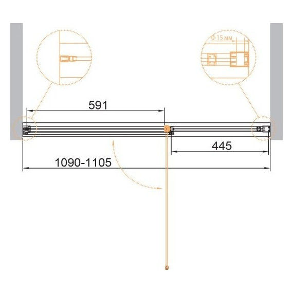 Душевая дверь Cezares 110 см URBAN-B-12-110-C-NERO, черный/прозрачное - фото 2