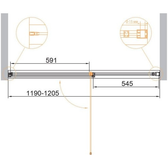 Душевая дверь Cezares 120 см URBAN-B-12-120-C-CR, хром/прозрачное - фото 2