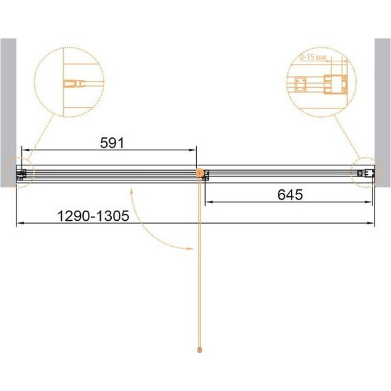 Душевая дверь Cezares 130 см URBAN-B-12-130-C-CR, хром/прозрачное - фото 2