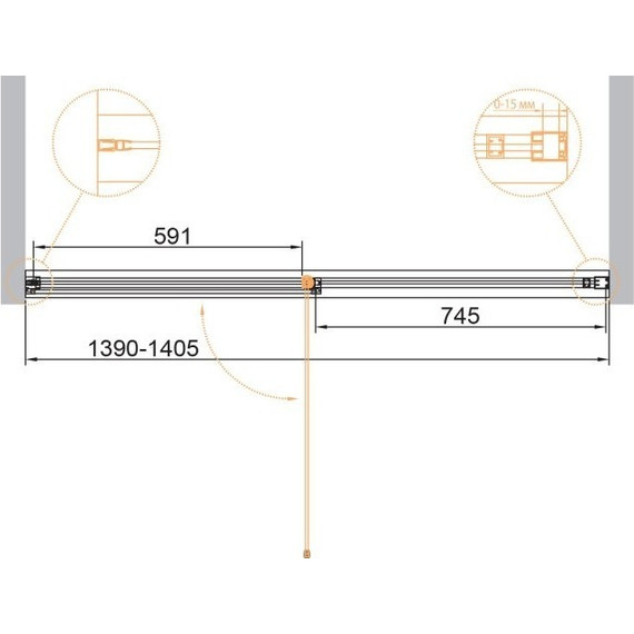 Душевая дверь Cezares 140 см URBAN-B-12-140-C-CR, хром/прозрачное - фото 2