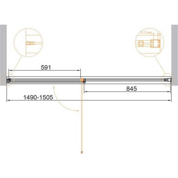 Душевая дверь Cezares 150 см URBAN-B-12-150-C-CR, хром/прозрачное - фото 2